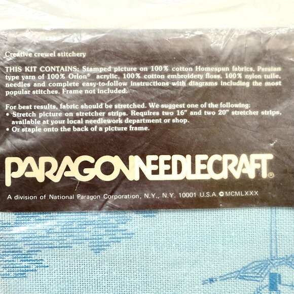 Vintage Paragon Stitchery Creative Crewel Stamped Needlecraft Kit Sealed (1980) - Picture 4 of 6
